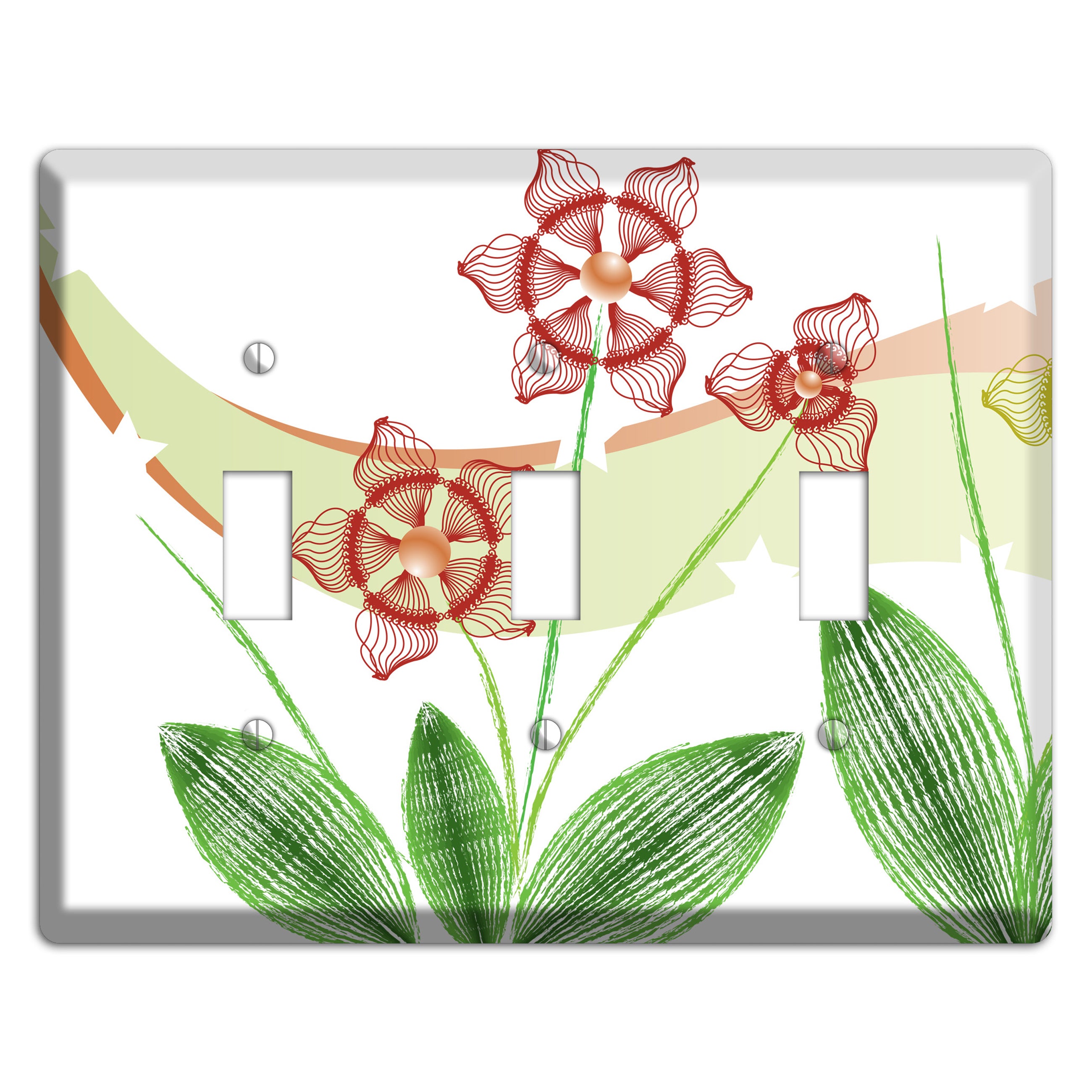 Green Abstract Flowers 3 Toggle Wallplate