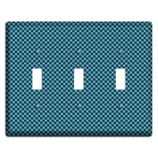Turquoise with Blue Packed Polka Dots 3 Toggle Wallplate