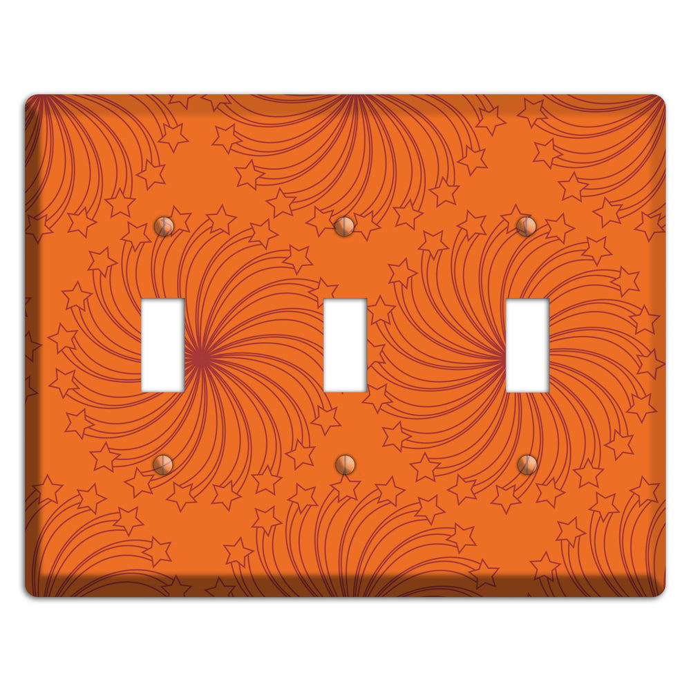 Multi Orange Star Swirl 3 Toggle Wallplate