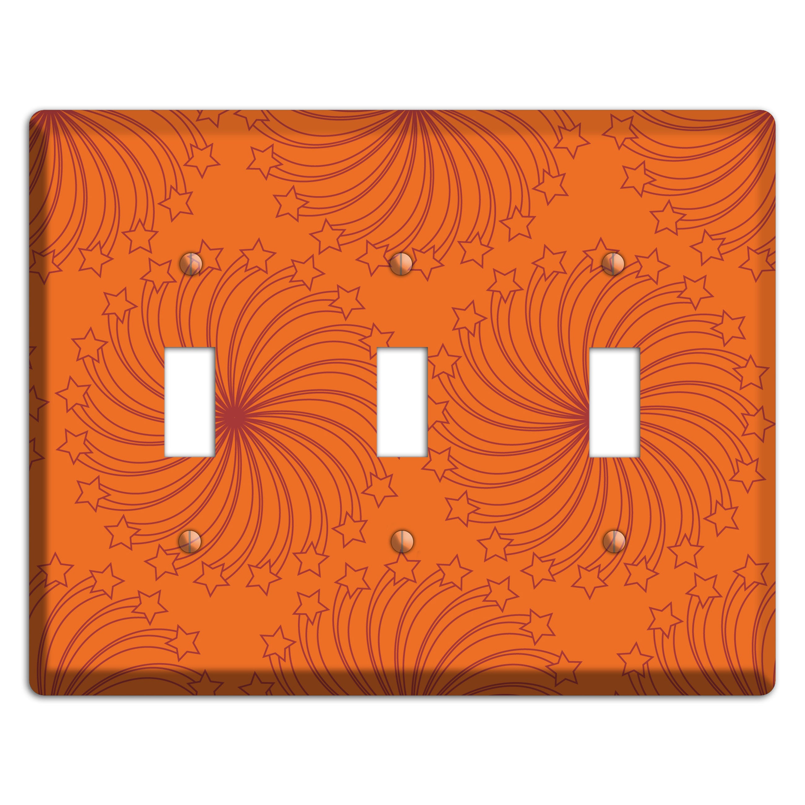 Multi Orange Star Swirl 3 Toggle Wallplate