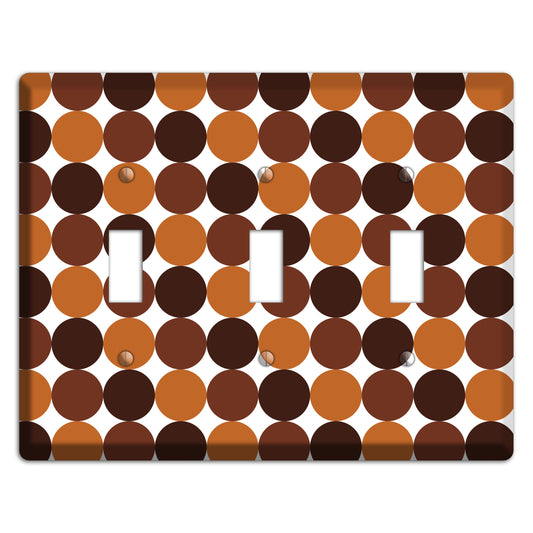 Multi Brown Tiled Dots 3 Toggle Wallplate