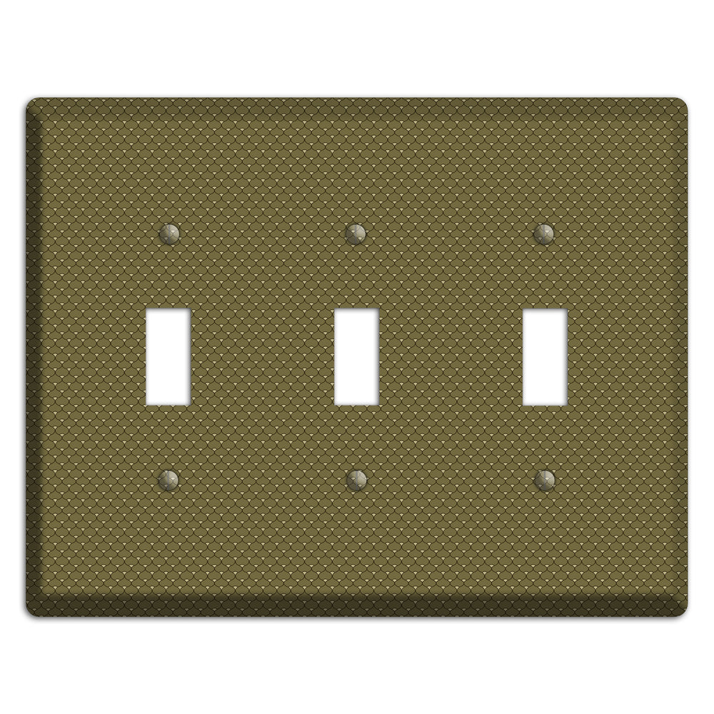 Brown Tiny Deco Scallop 3 Toggle Wallplate