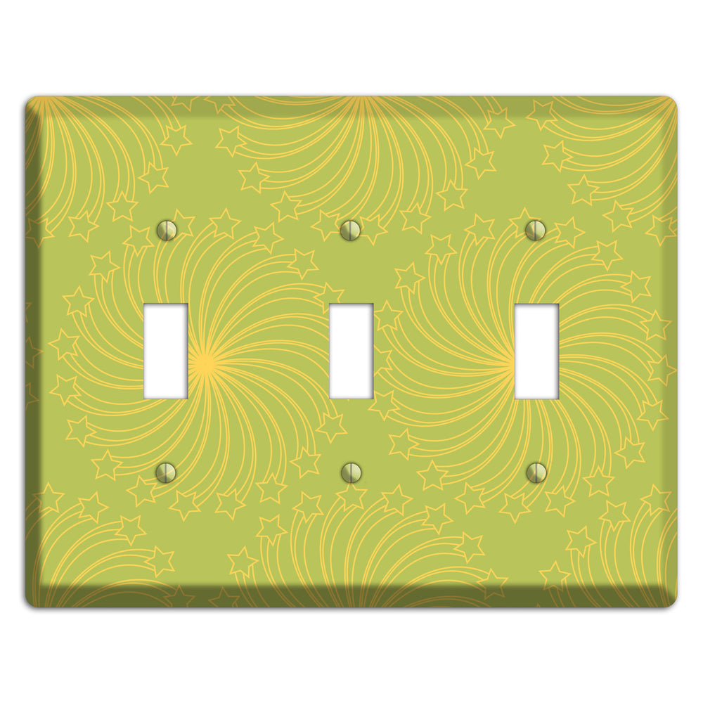 Multi Lime Star Swirl 3 Toggle Wallplate