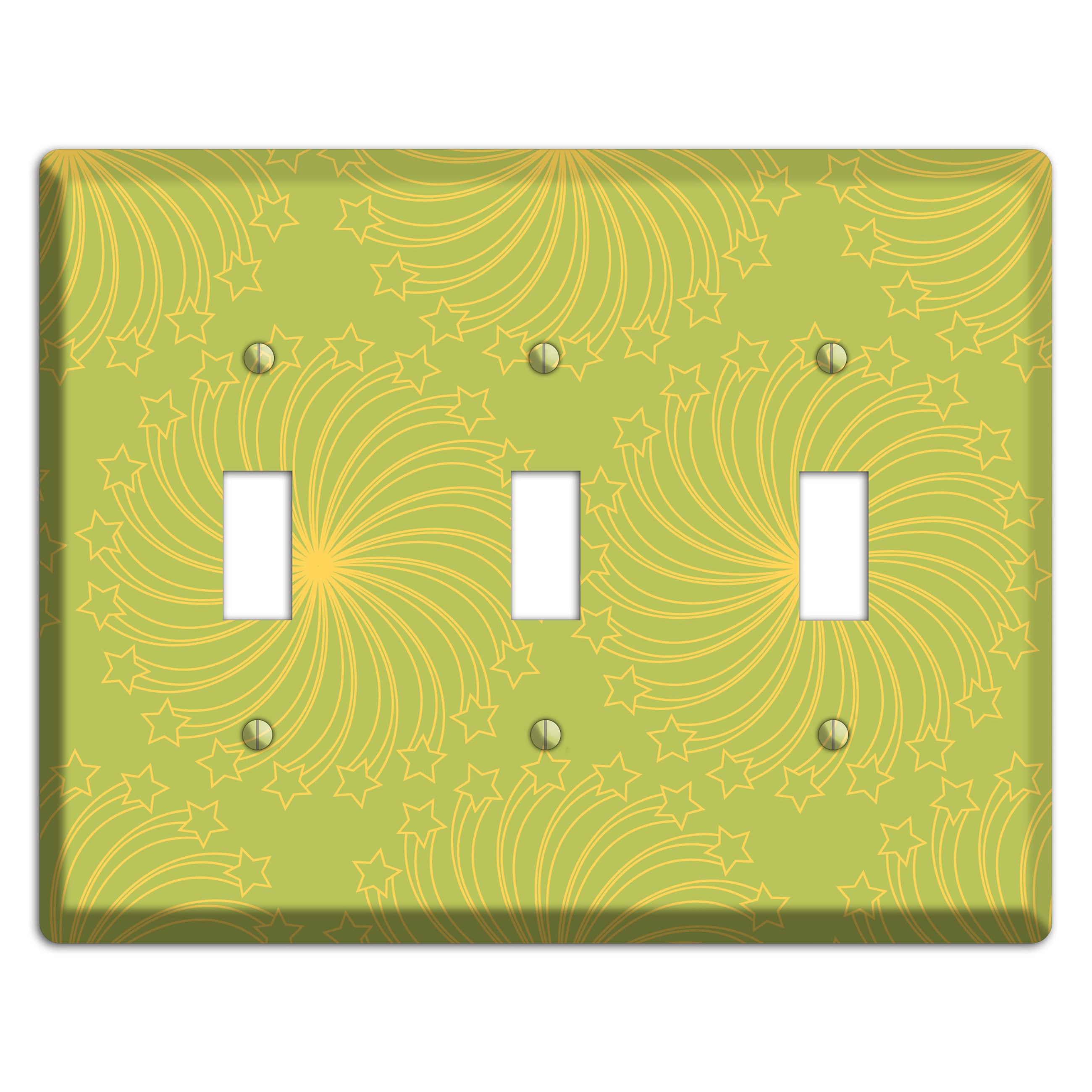 Multi Lime Star Swirl 3 Toggle Wallplate