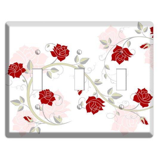 Red Rose 3 Toggle Wallplate