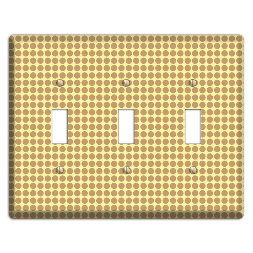Yellow with Light Brown Tiled Small Dots 3 Toggle Wallplate