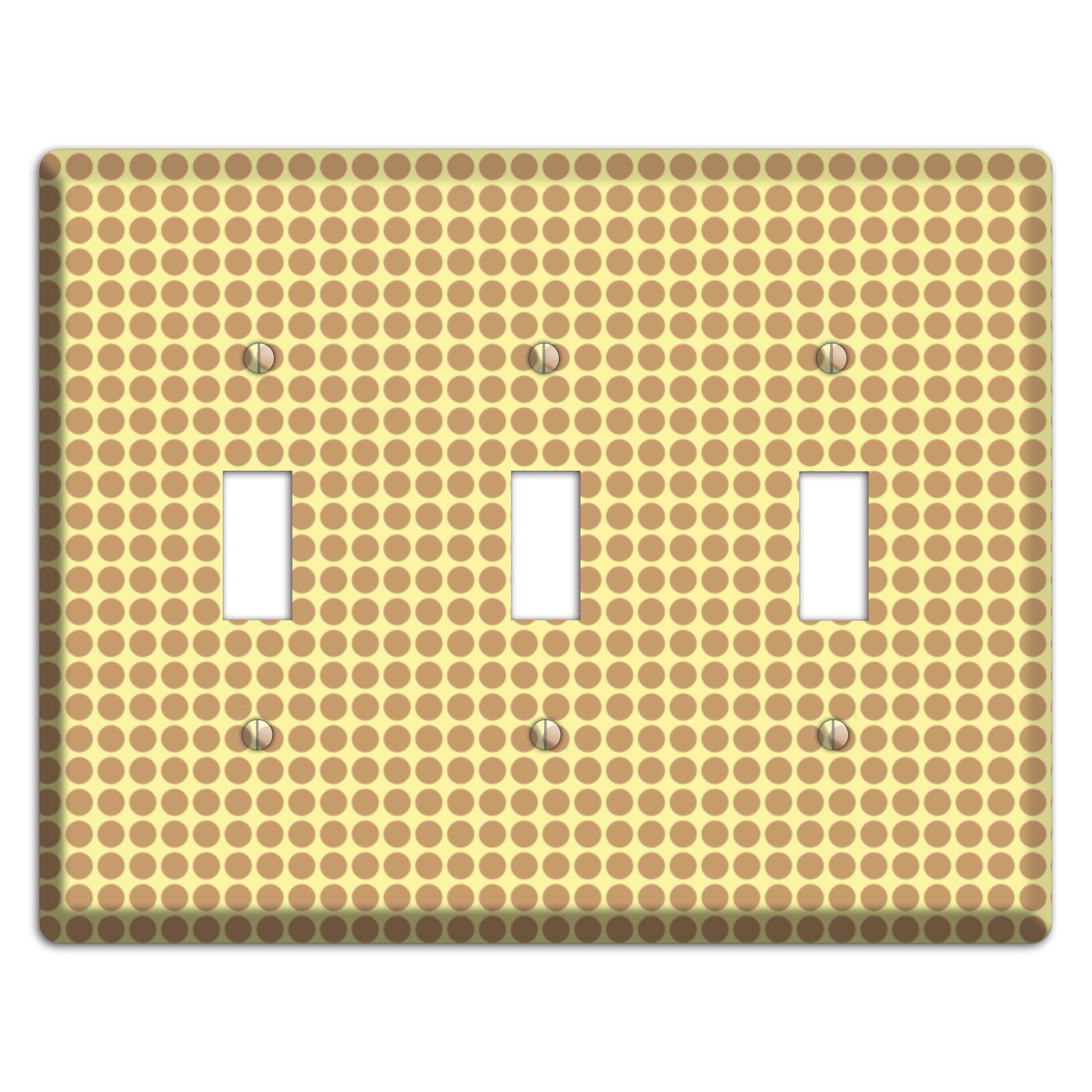 Yellow with Light Brown Tiled Small Dots 3 Toggle Wallplate