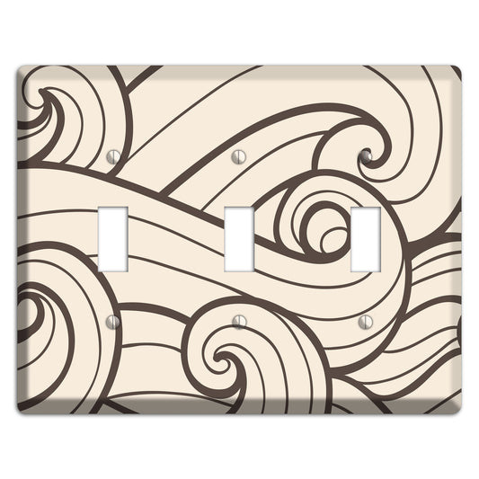 Abstract Curl Beige 3 Toggle Wallplate