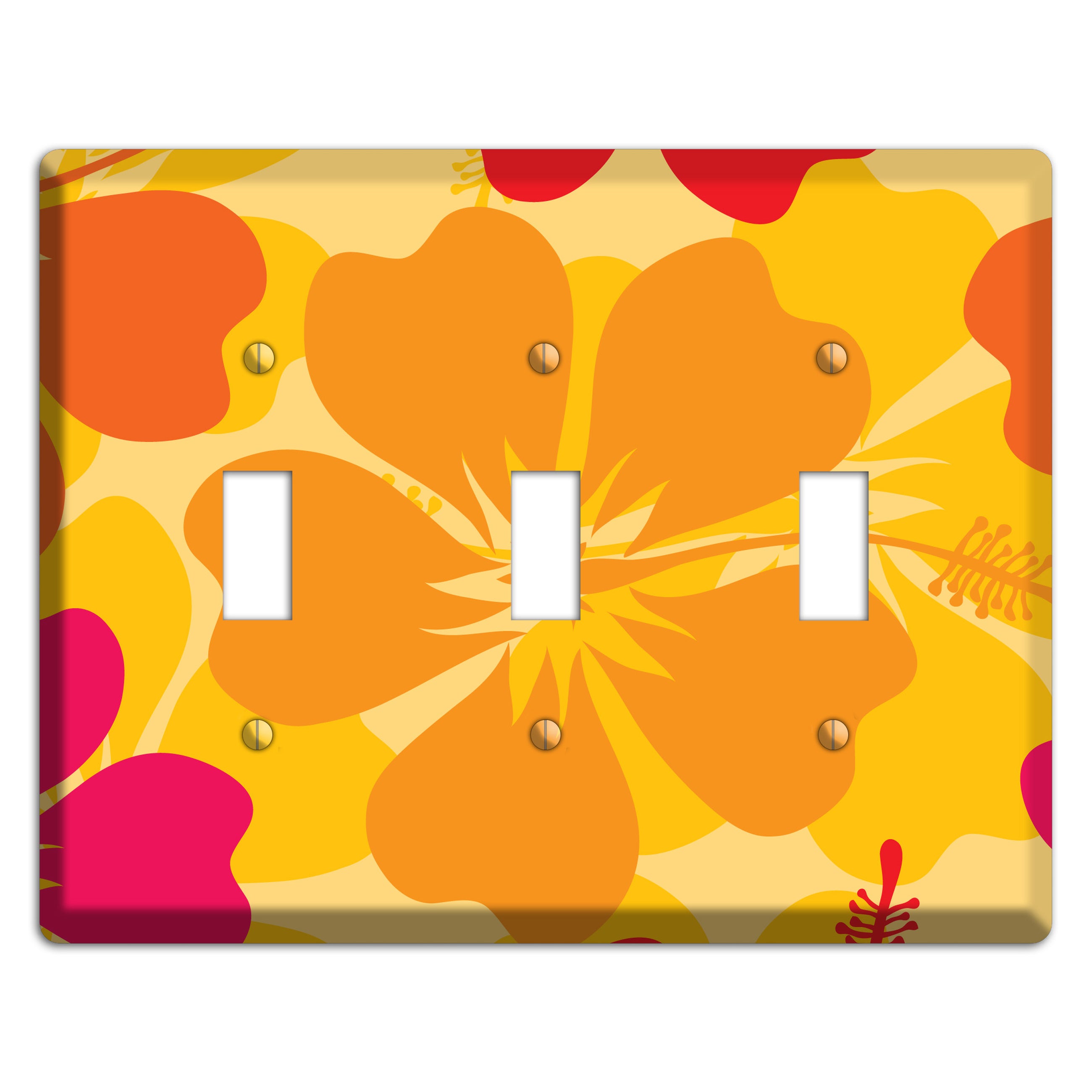 Orange Retro Flowers 2 3 Toggle Wallplate