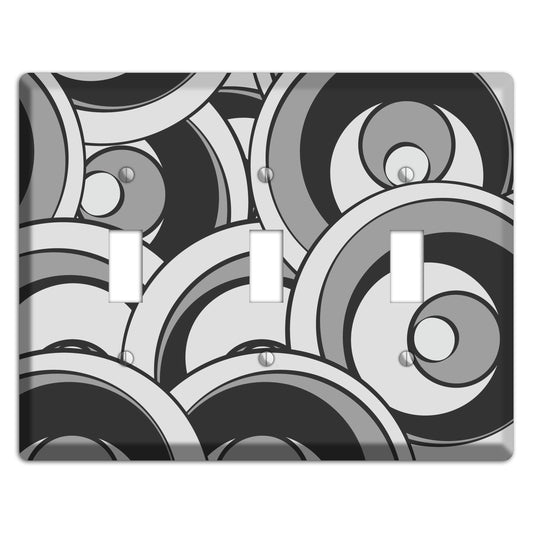 Black and Grey Deco Circles 3 Toggle Wallplate