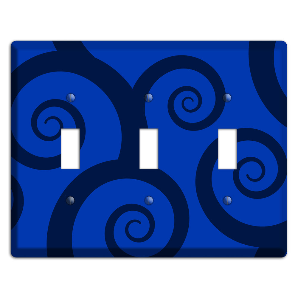 Blue Large Swirl 3 Toggle Wallplate