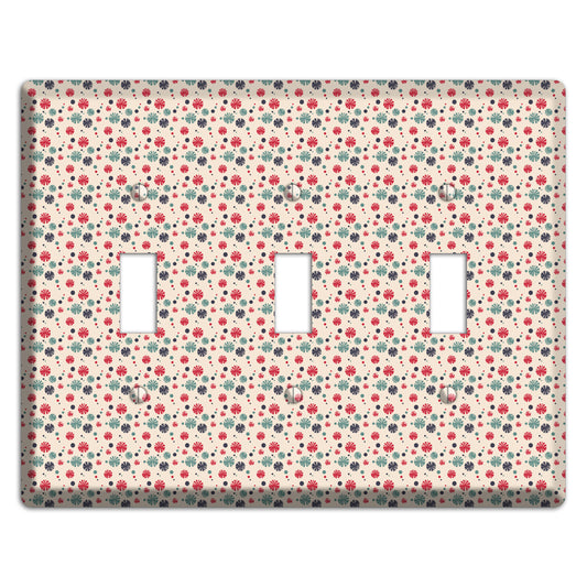 Off White with Red Green Blue Retro Bursts 3 Toggle Wallplate