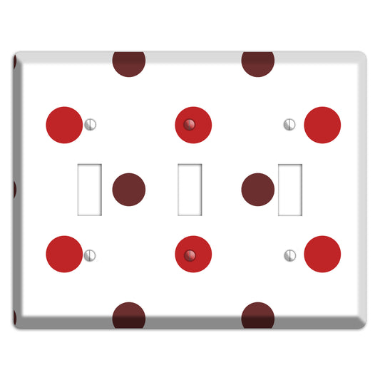 Red and Brown Medium Polka Dots 3 Toggle Wallplate
