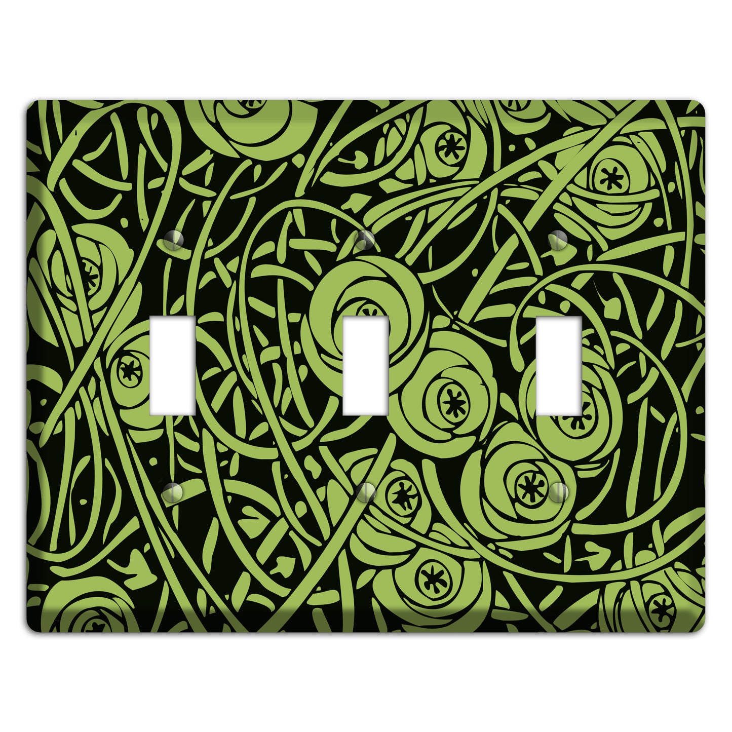 Green Deco Floral 3 Toggle Wallplate