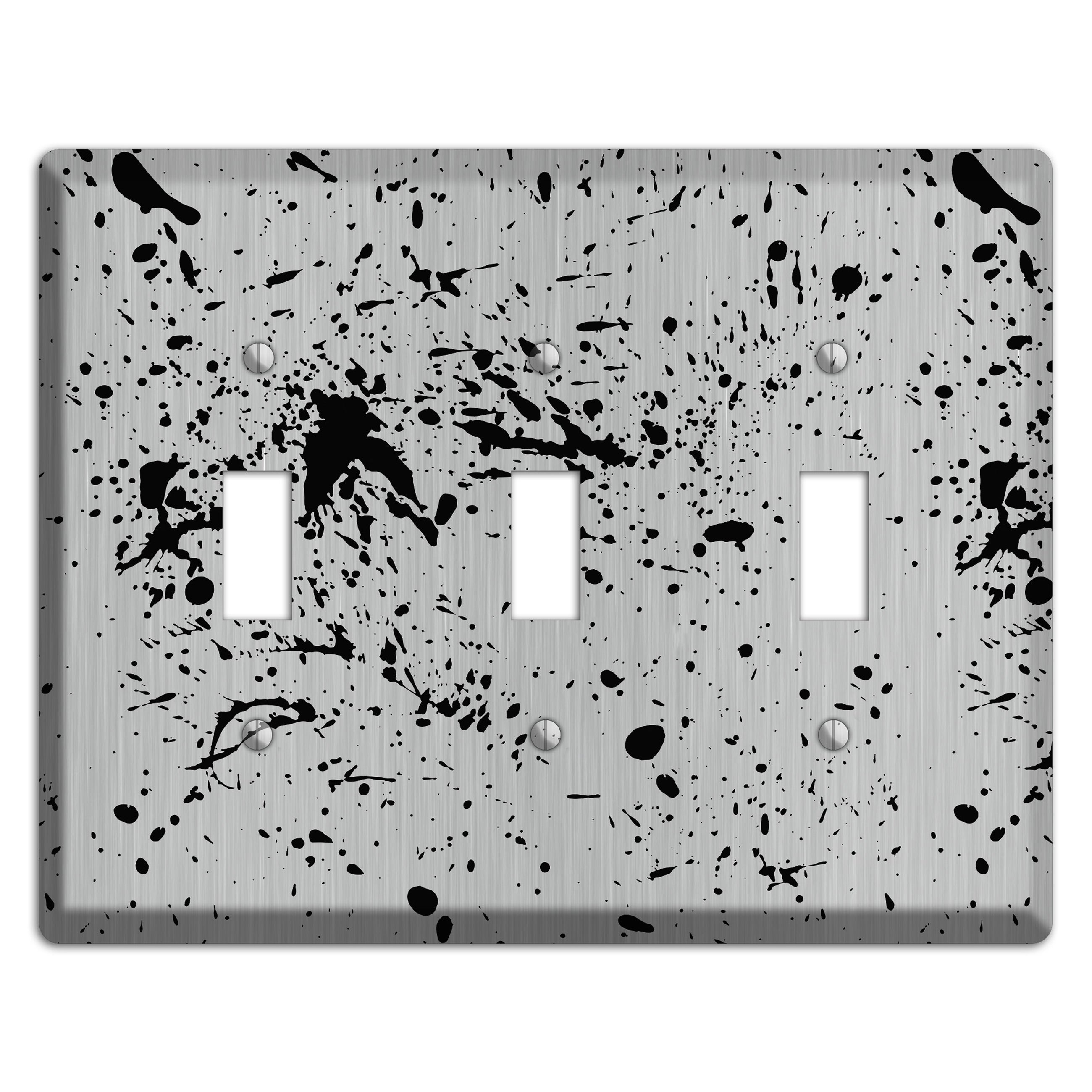 Ink Splash 4 Stainless 3 Toggle Wallplate