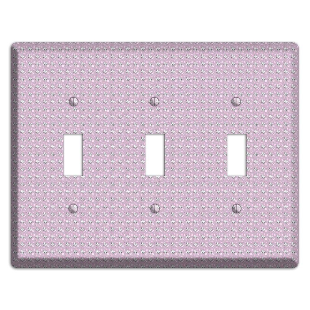 Pink with Butterflies 3 Toggle Wallplate