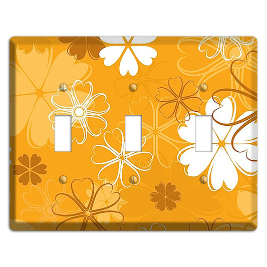 Orange Retro Flowers 3 Toggle Wallplate