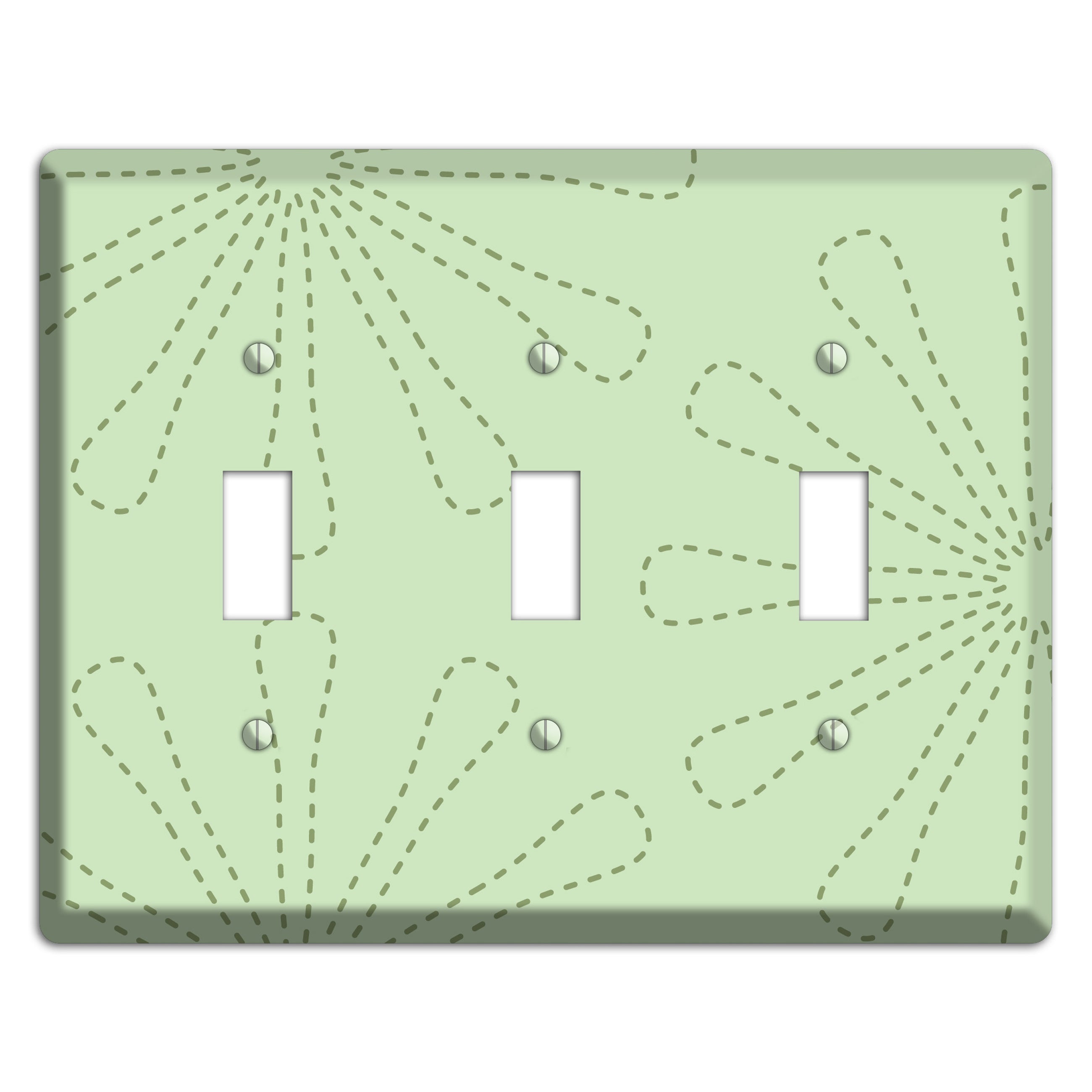 Sage Retro Stipple Floral Contour 3 Toggle Wallplate