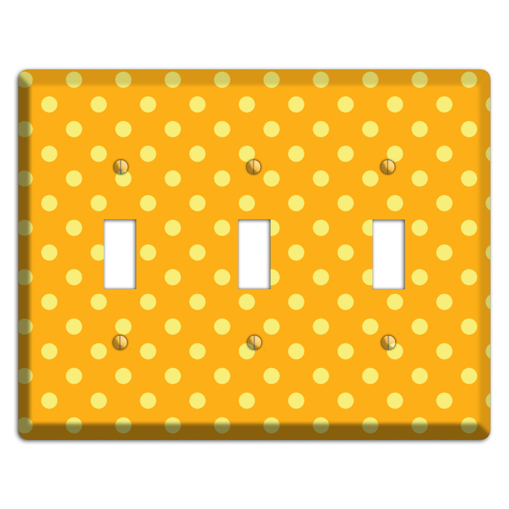 Orange and Yellow Polka Dot 3 Toggle Wallplate