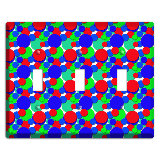 Red Blue Green Bubble Dots 3 Toggle Wallplate