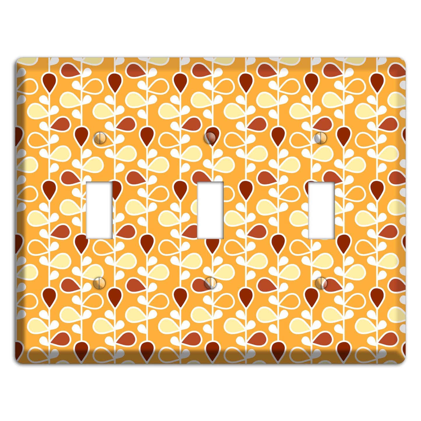 Orange with Yellow and Red Drop and Vine 3 Toggle Wallplate