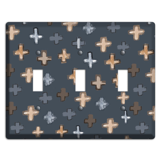Navy Plus Signs 3 Toggle Wallplate