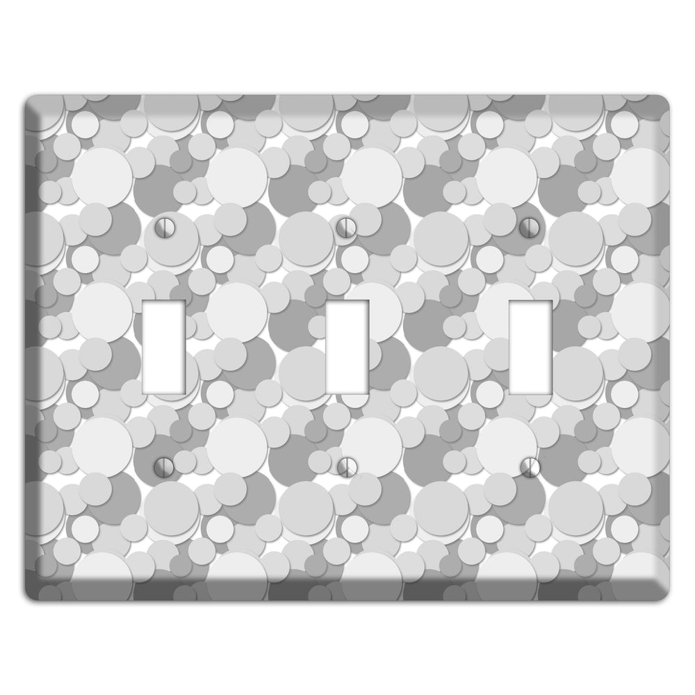 Multi Grey Bubble Dots 3 Toggle Wallplate