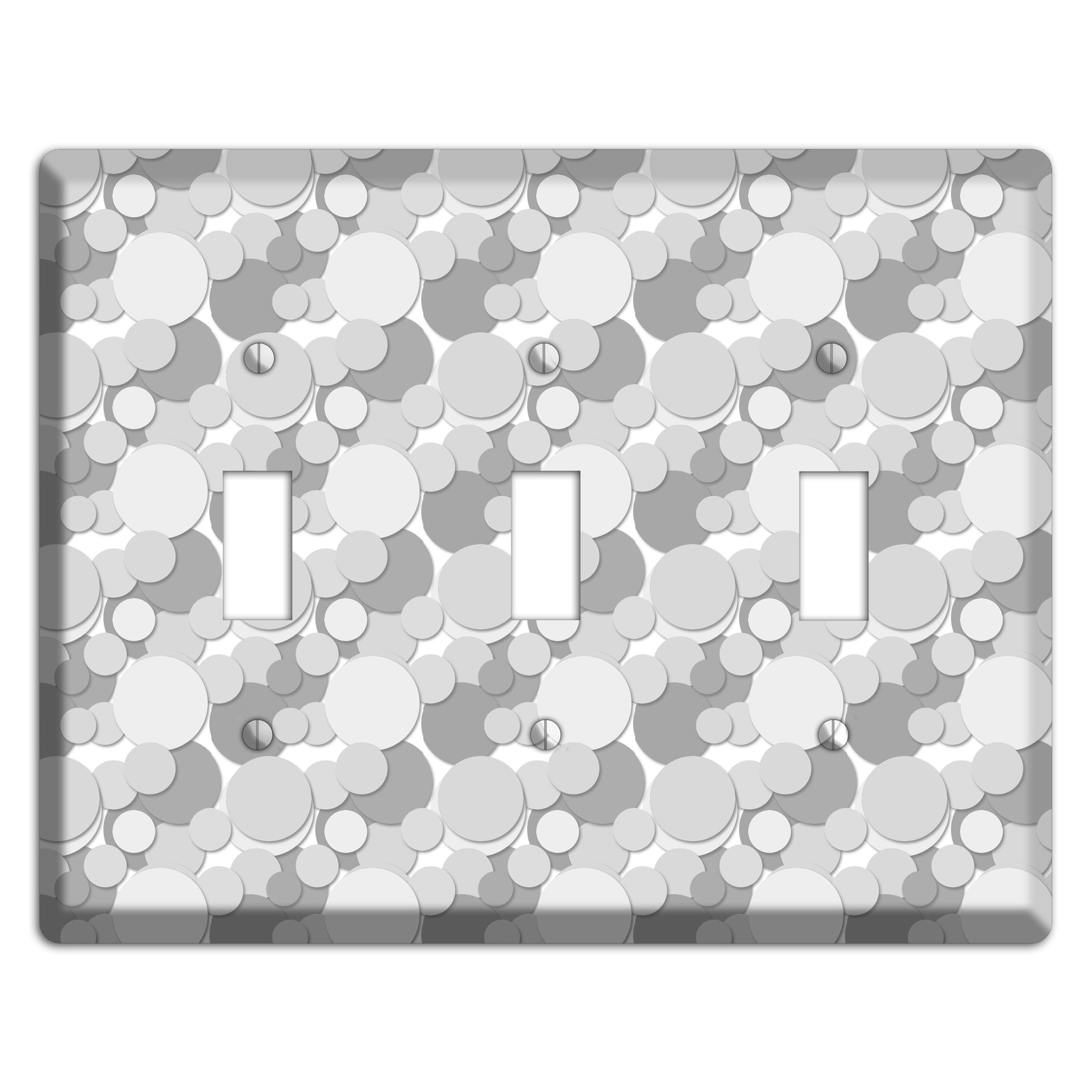 Multi Grey Bubble Dots 3 Toggle Wallplate