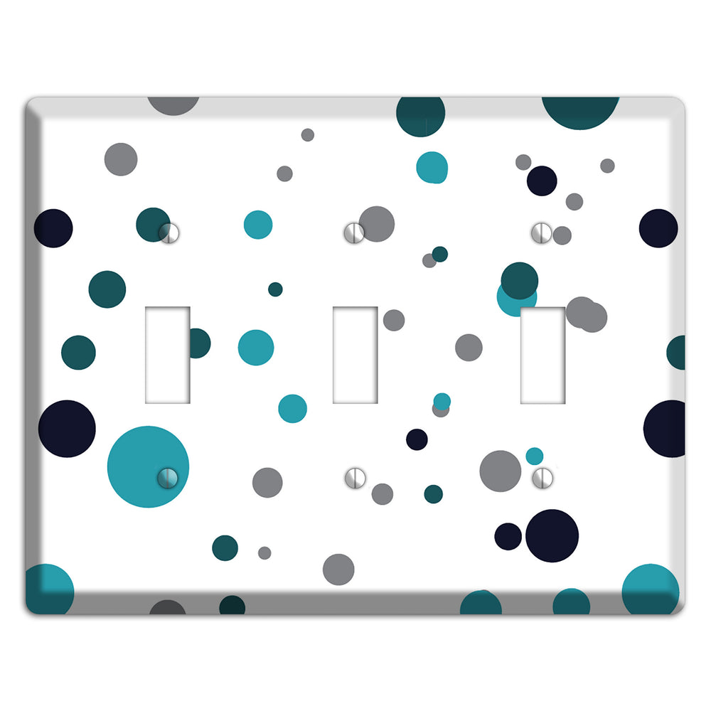 Teal and Blue Dots 3 Toggle Wallplate