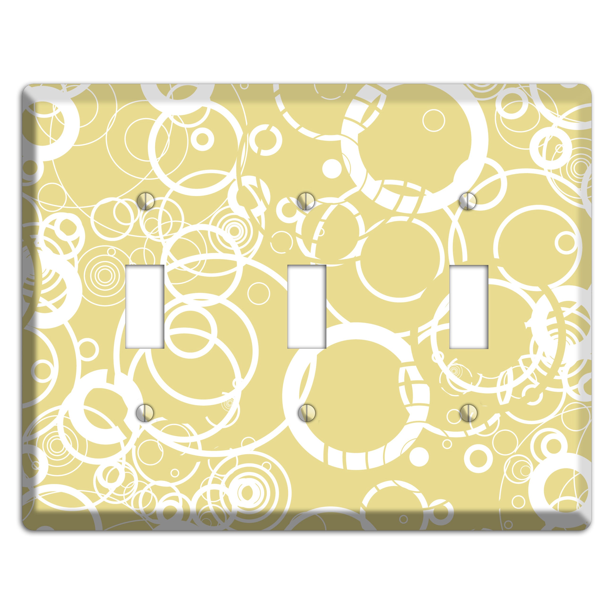 Beige with White Rings 3 Toggle Wallplate