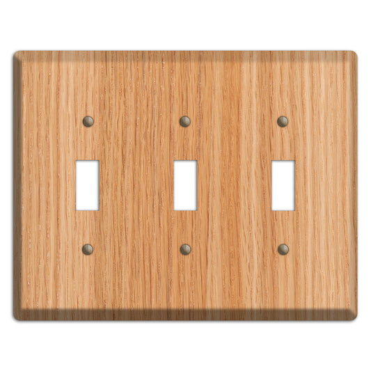 Red Oak Wood Triple Toggle Switchplate