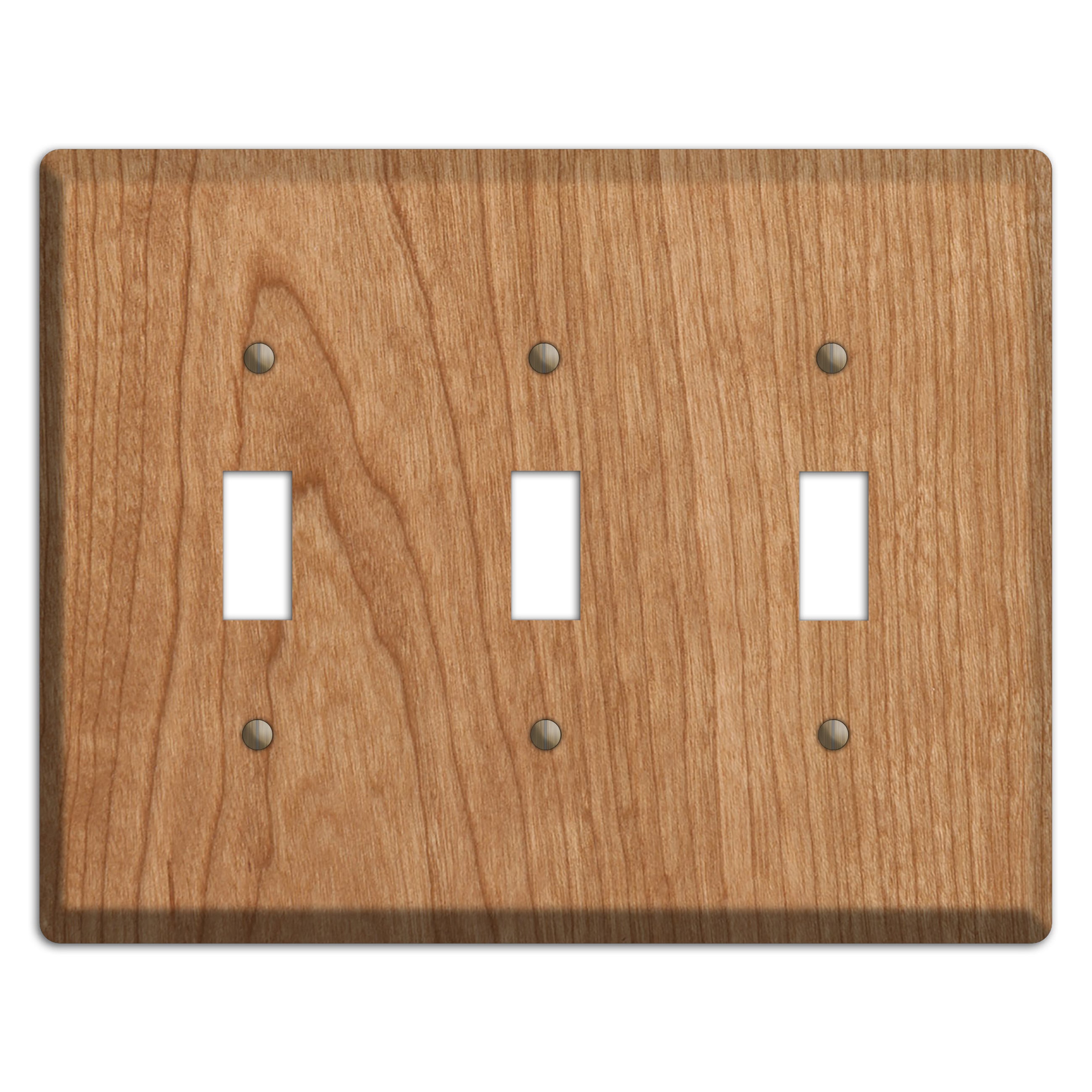 Cherry Wood Triple Toggle Switchplate