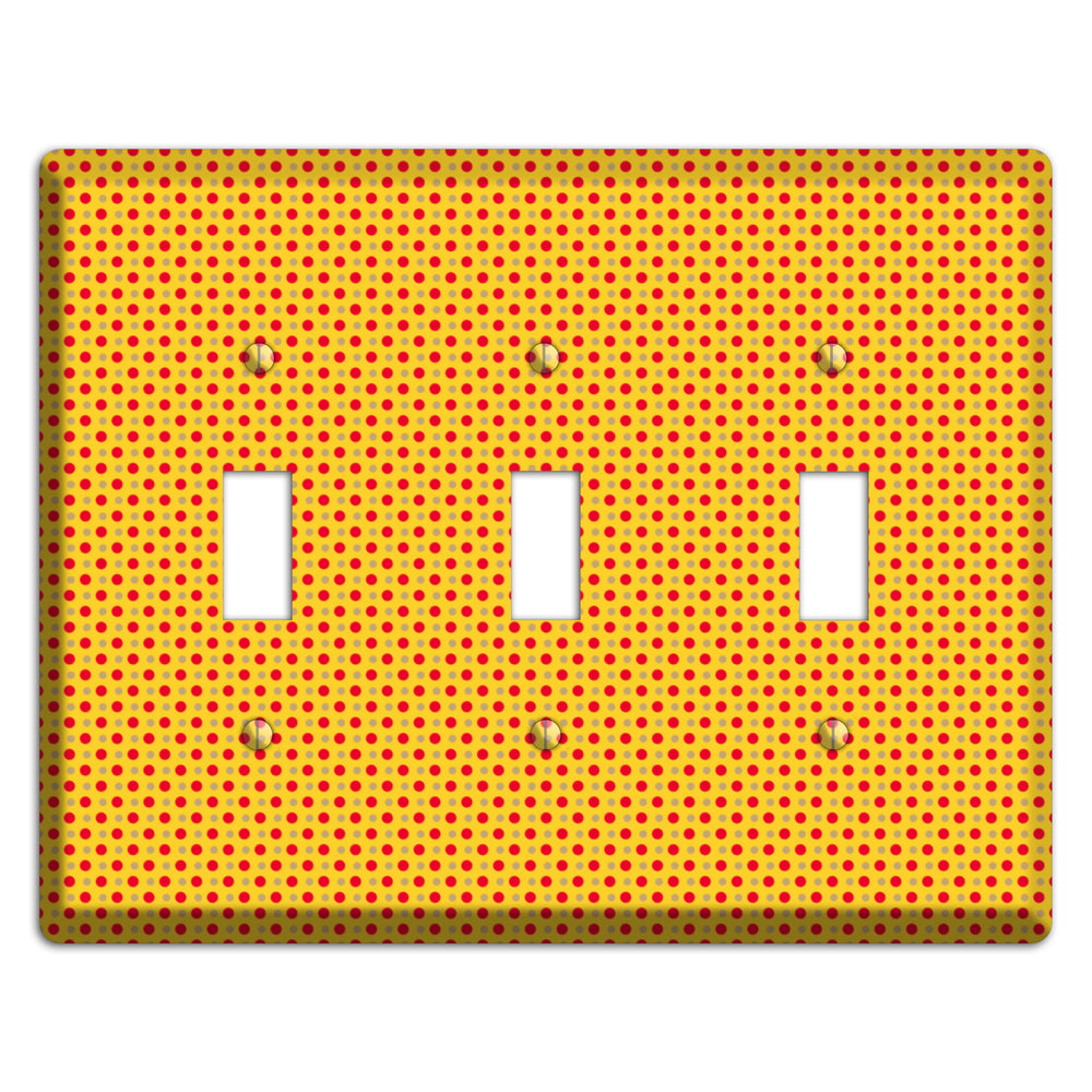 Orange with Maroon Tiny Polka Dots 3 Toggle Wallplate