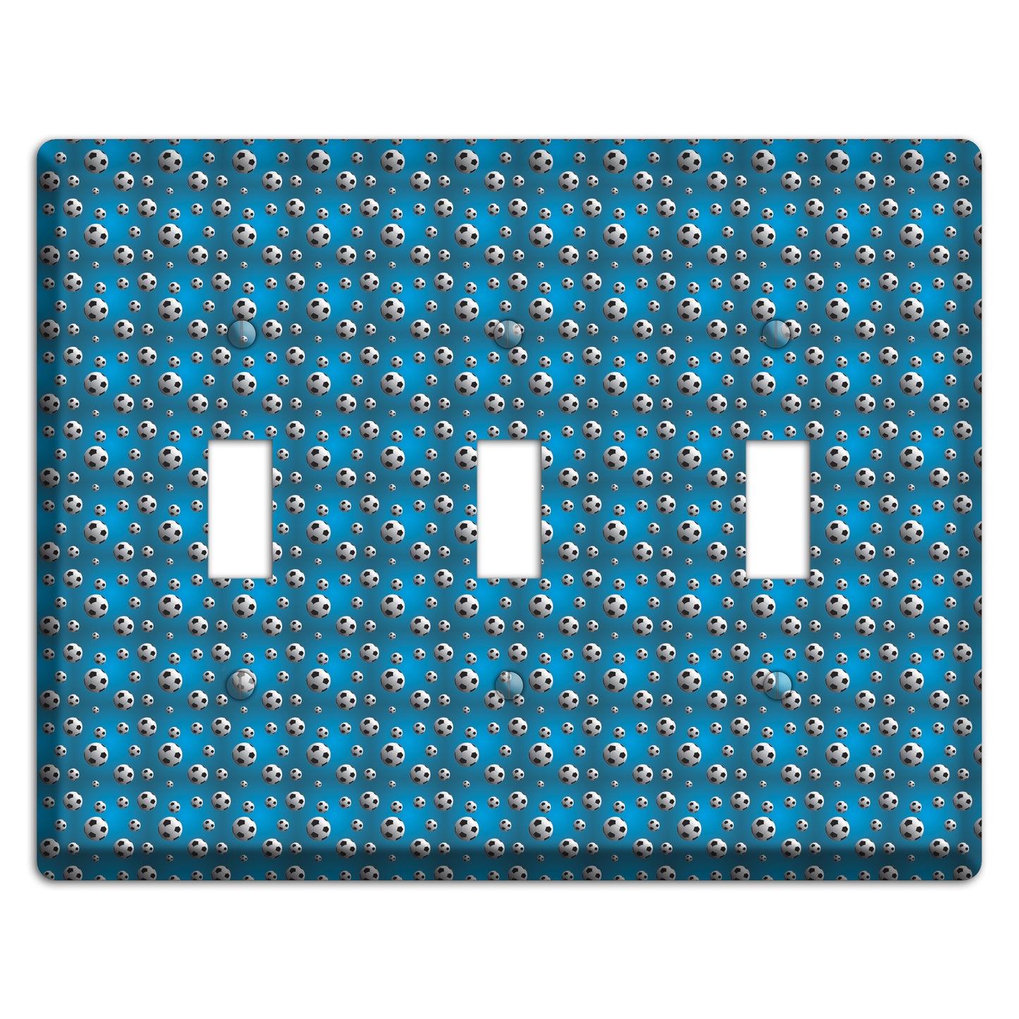Blue with Soccer Balls 3 Toggle Wallplate