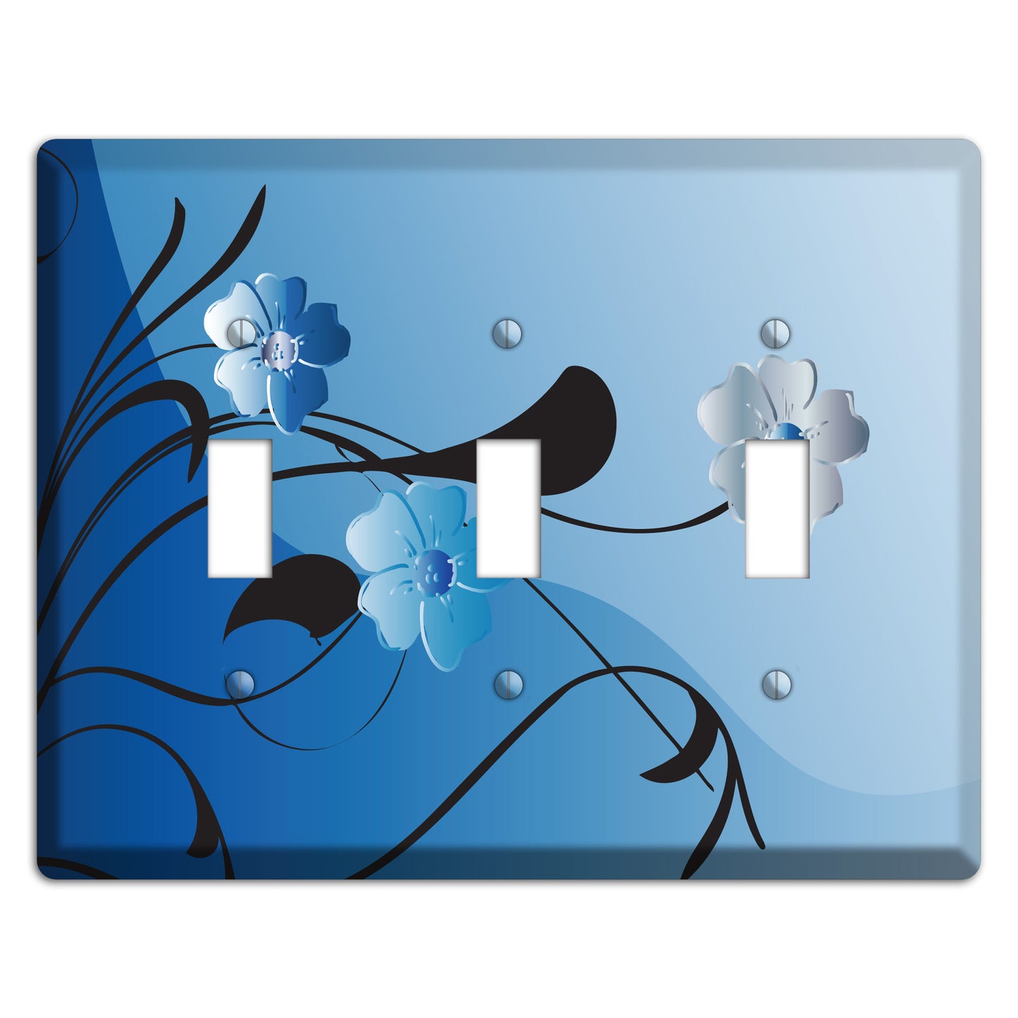 Blue Floral Sprig 3 Toggle Wallplate