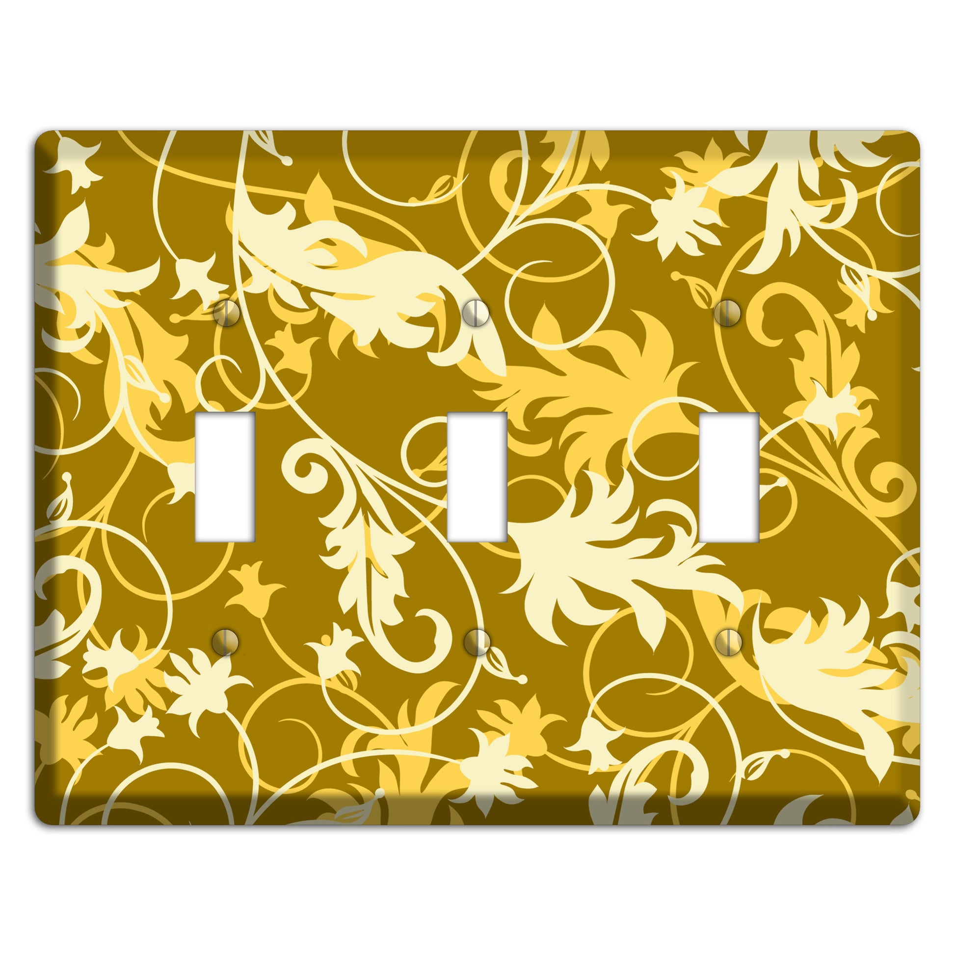 Brown and Tan Victorian Sprig 3 Toggle Wallplate