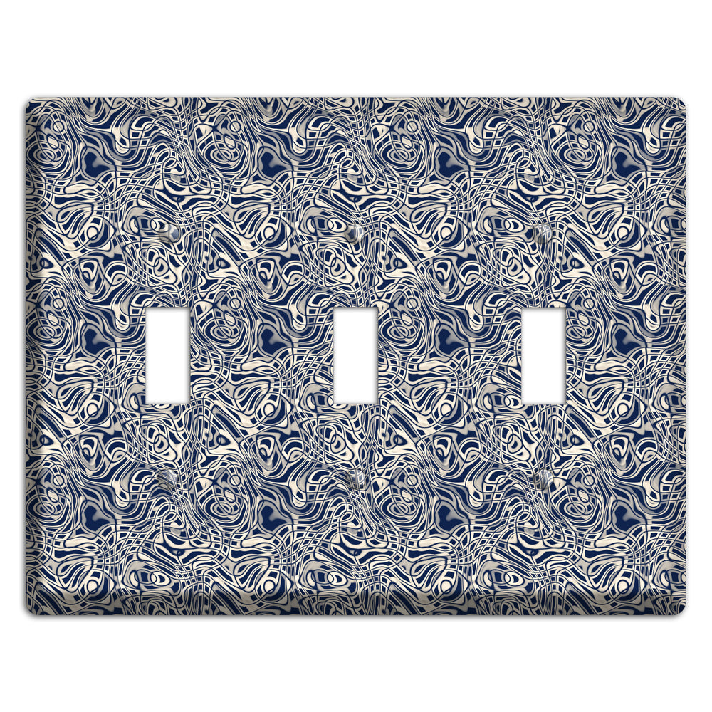 Blue Psychedelic Swirl 3 Toggle Wallplate
