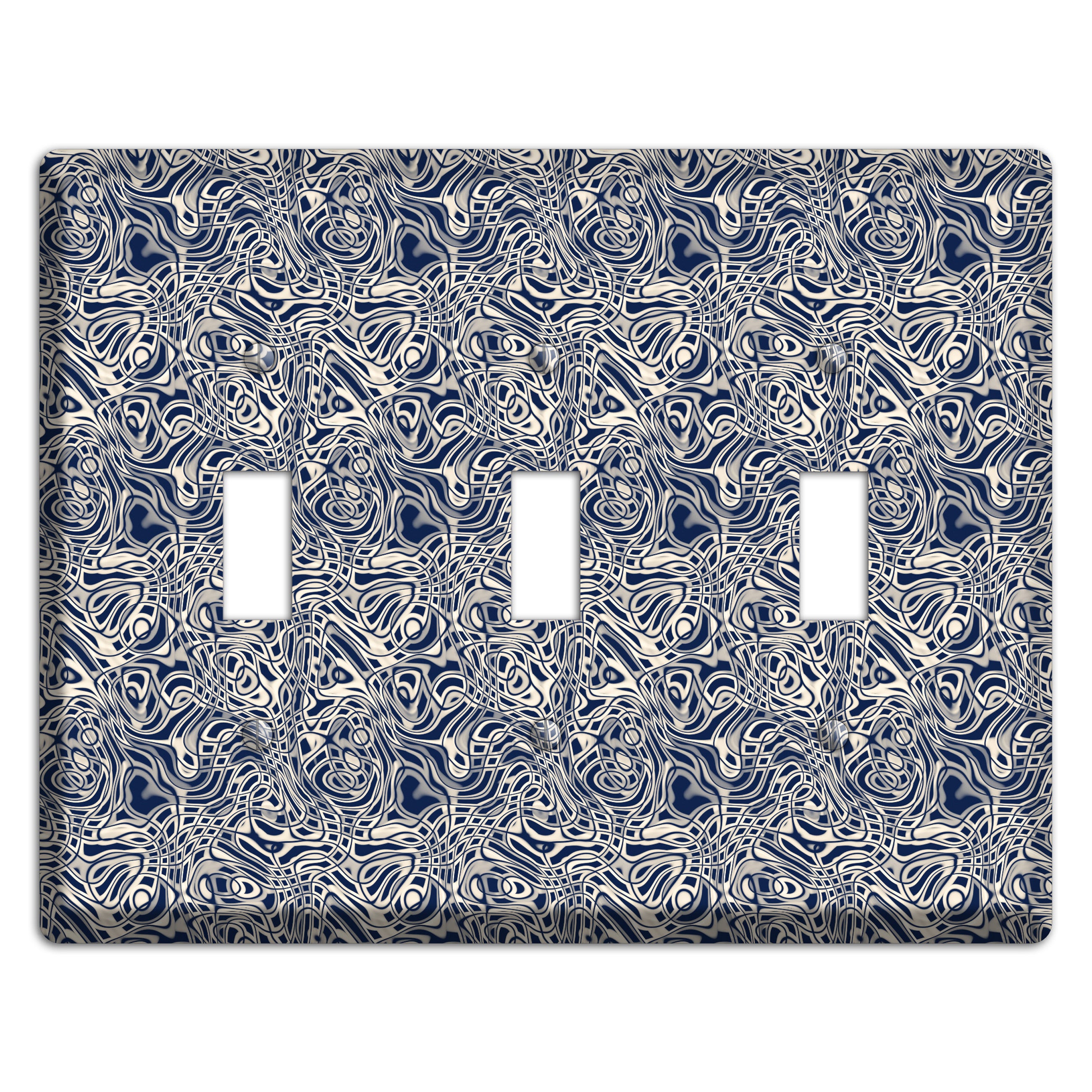 Blue Psychedelic Swirl 3 Toggle Wallplate