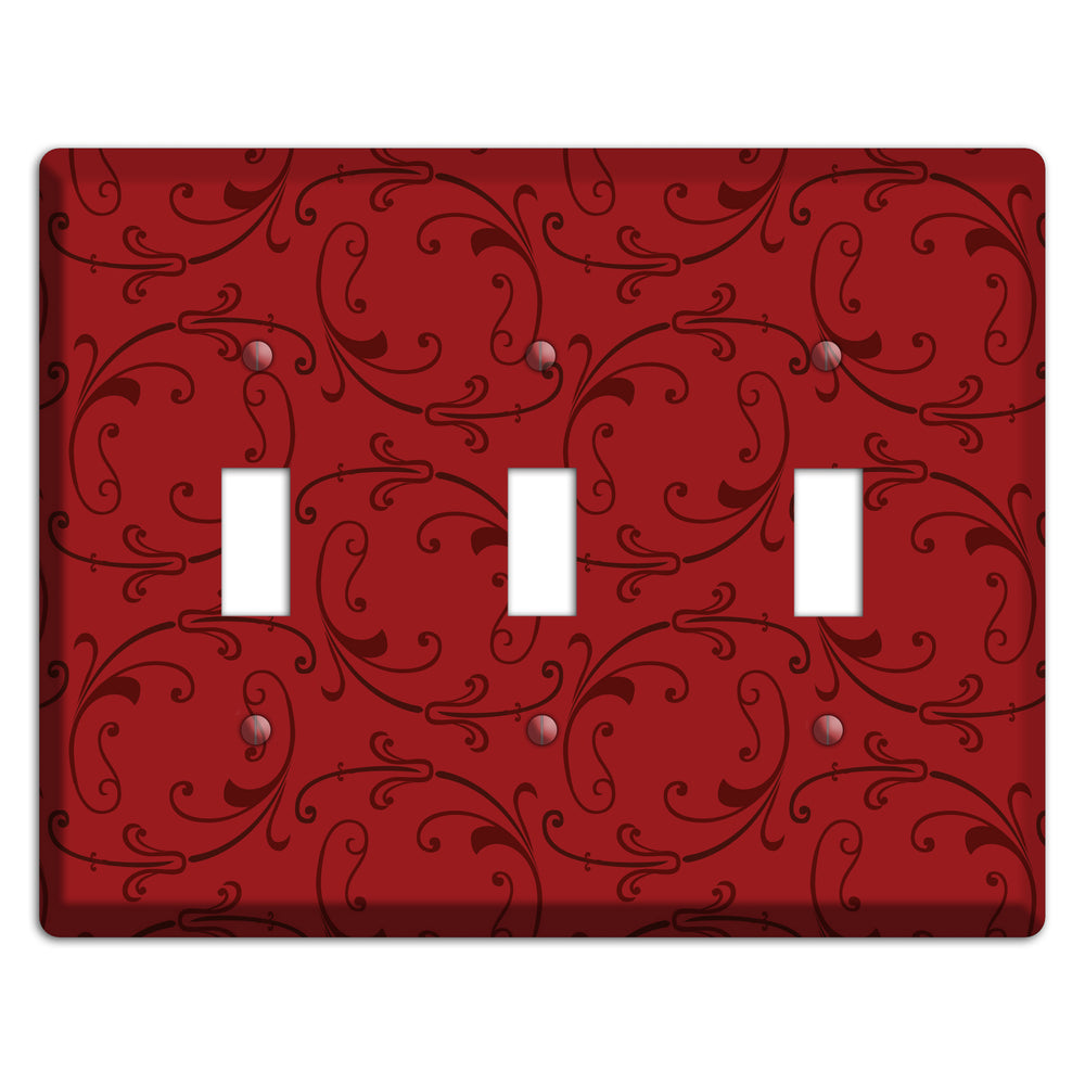 Red Victorian Sprig 3 Toggle Wallplate