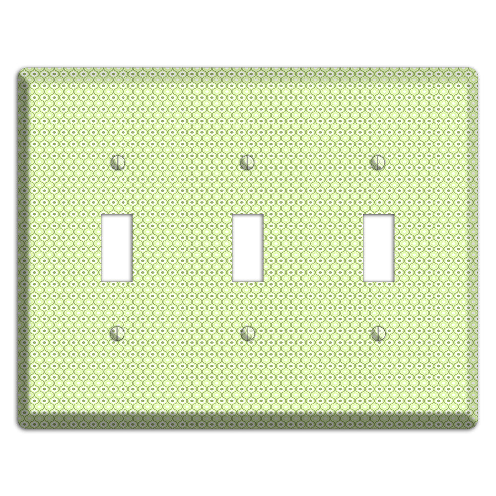 Multi Green Tiny Double Scallop 3 Toggle Wallplate