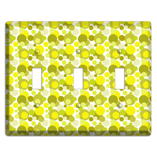 Multi Olive Bubble Dots 3 Toggle Wallplate