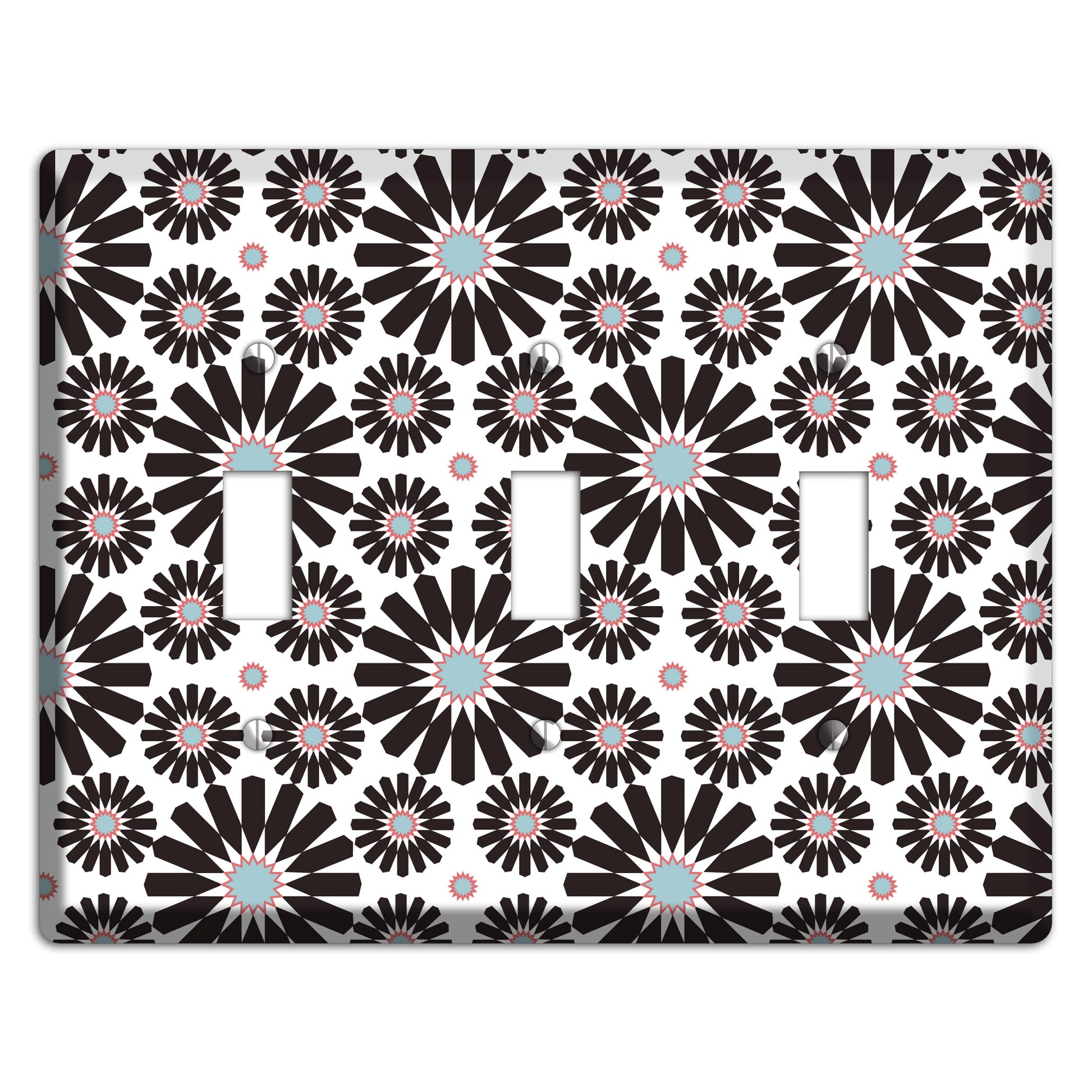 Dusty Blue Maroon Scandinavian Floral 3 3 Toggle Wallplate