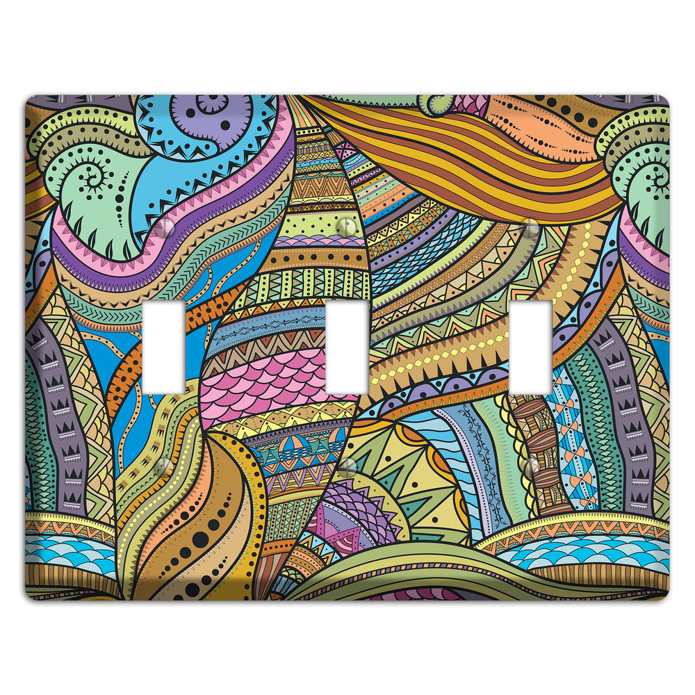 Retro Flourish 6 3 Toggle Wallplate