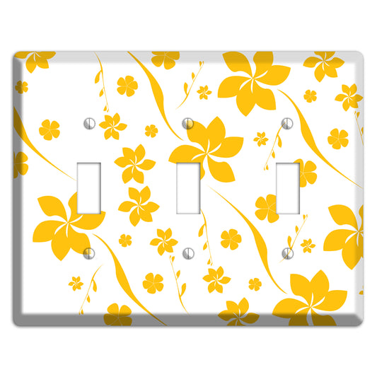 White with Yellow Flower 3 Toggle Wallplate