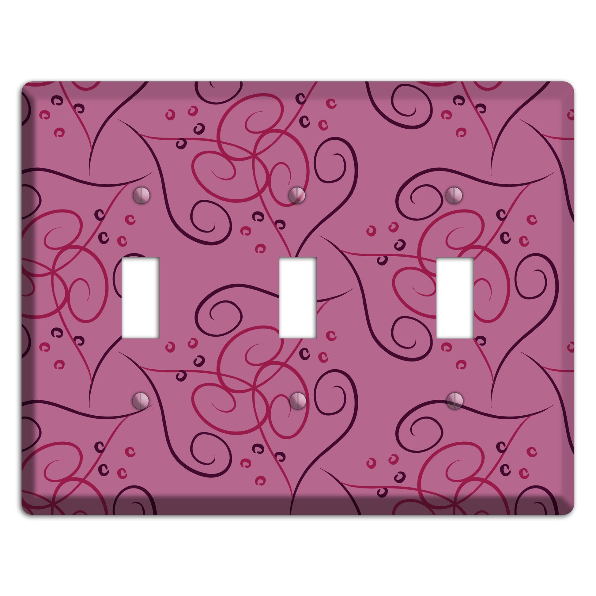 Pink Scroll Hearts 3 Toggle Wallplate