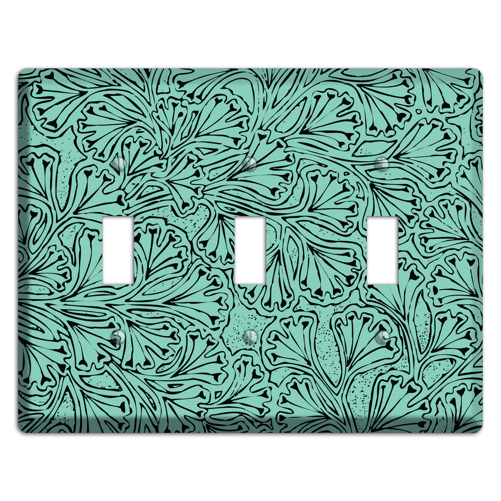 Deco Olive Interlocking Floral 3 Toggle Wallplate