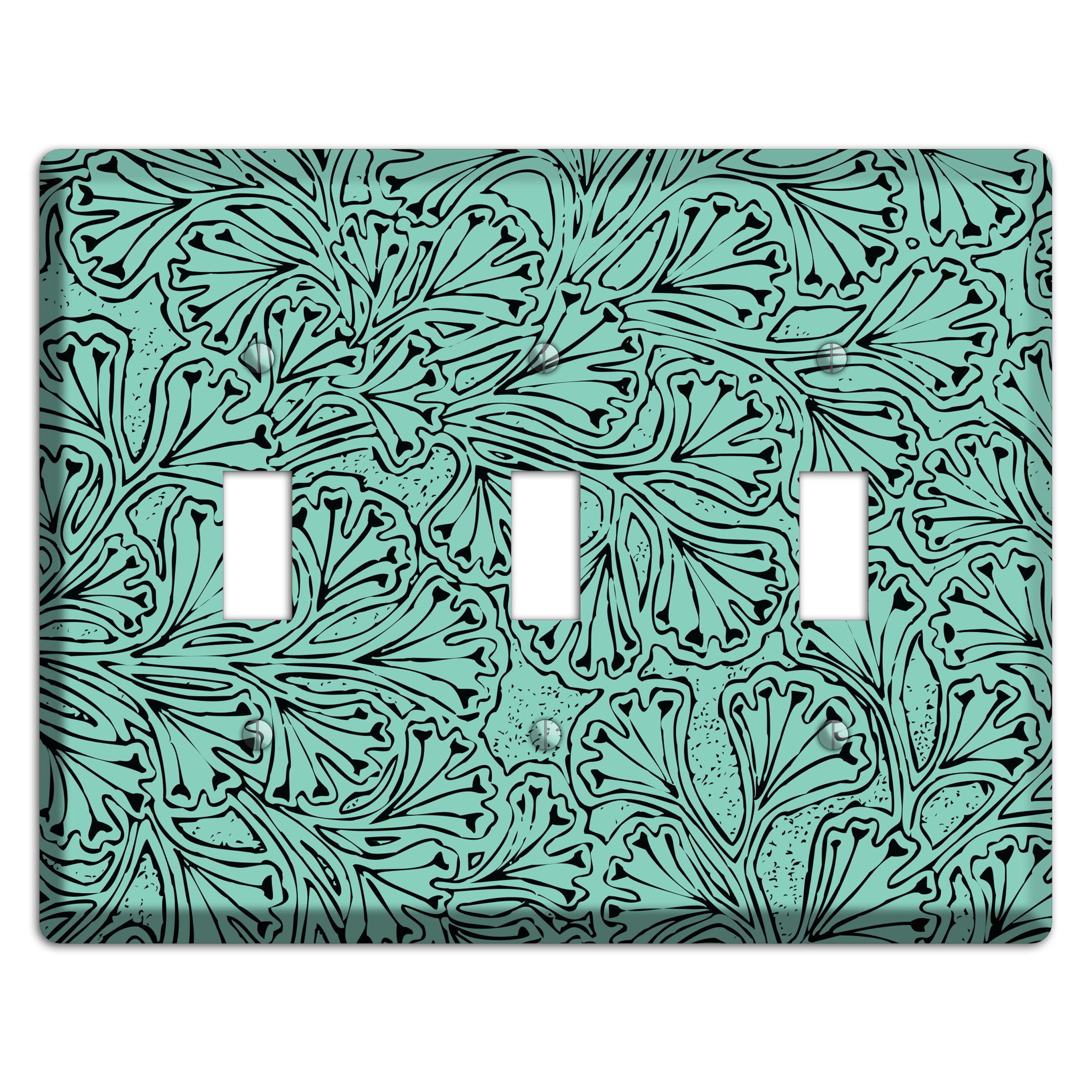 Deco Olive Interlocking Floral 3 Toggle Wallplate