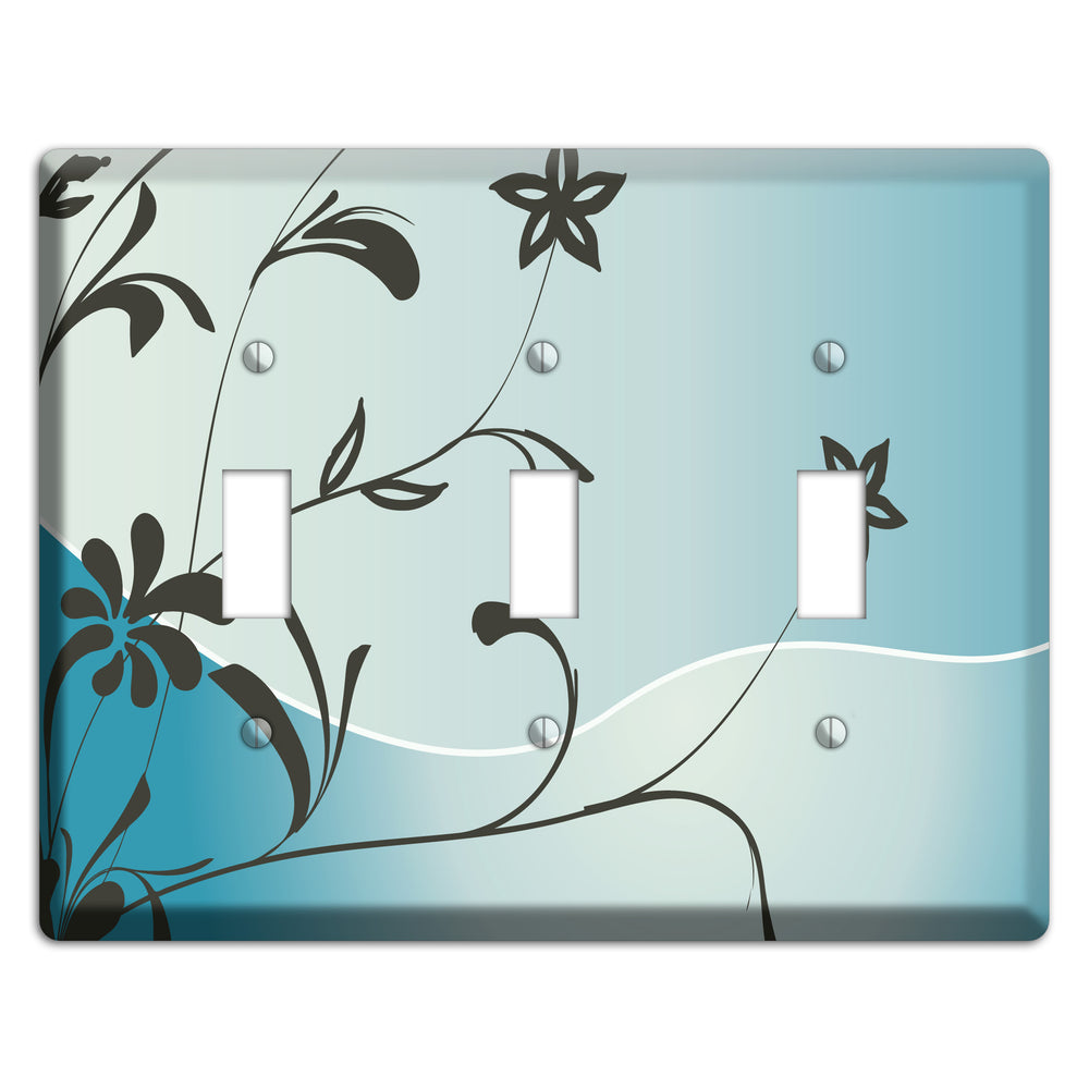 Blue-grey Flowers 3 Toggle Wallplate