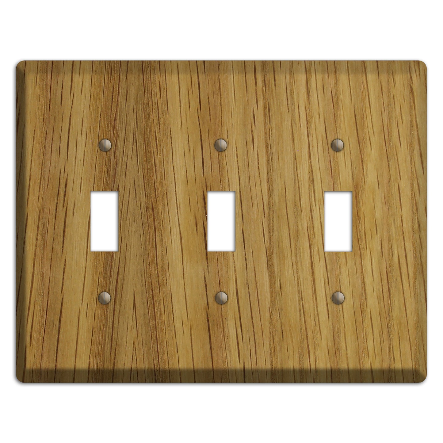 Unfinished White Oak Wood Triple Toggle Switchplate