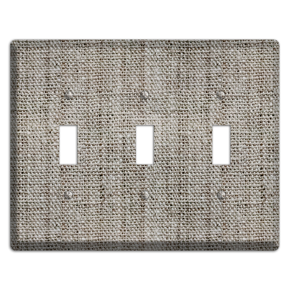 Zorba Burlap 3 Toggle Wallplate